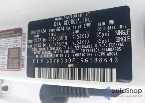 2024 Kia Sportage Sx-Prestige из США, поврежденный, VIN 5XYK53DF1RG188643